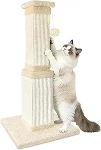 Cat Scratching Post for Large Cats, Cat Scratcher for Indoor Cats Adults, Sturdy Sisal Scratch Post to Protect Furniture, 32 Inch, Beige