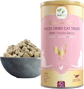 Pawfect Nature's Feast Freeze-Dried Chicken Breast Treats for Cats Low Fat for Weight Control & Muscle Care All Natural No Grain Added Hypoallergenic Training Treat (200g/7.05oz)
