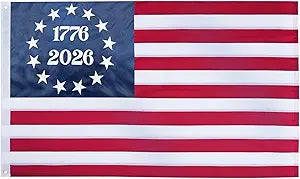 TOPFLAGS 1776-2026 Betsy Ross Flag 4x6 Feet Heavy Duty Outdoor Embroidered 13 Stars Bennington American Flags for 250 Anniversary USA Colonies Banner