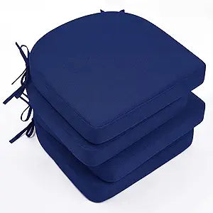 Youyole Outdoor Chair Cushions Set of 4-17" x 16" x 2" Thick Foam D-Shaped Patio Seat Cushions with Ties, Waterproof & Fade Resistant Kitchen Chair Pads for Dining Furniture, Garden, Patio Sofa