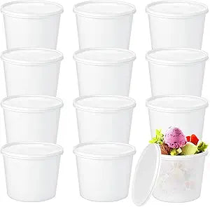 12 Pcs 1 Gallon Ice Cream Buckets with Lids 135 oz Round Plastic Food Storage Containers Cocktail Rum Bucket for Drinks Freezer Safe Ice Cream Tubs for Deli Soup Meal Flour(Light Color)