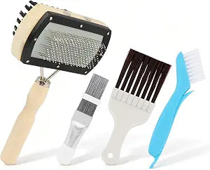 4-Piece Air Conditioner Coil Brush Kit, Refrigerator Coil Brush Set for Refrigerator Radiator & Car Coolers, Includes Dual-Sided Brush and Metal Brushes with Long and Short Bristles