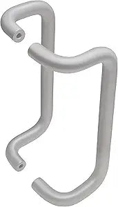 Offset C-Pull Door Handle, Back-to-Back, 12 Inch Center-to-Center, 1 Inch Diameter, Clear Anodized Aluminum, Commercial Storefront Entrance