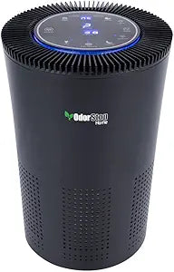 OdorStop OSAP5 HEPA Air Purifier for areas up to 1000 Sq Ft with H13 True HEPA Filter, Active Carbon, 5-Speed, Auto Mode, Sleep Mode, Child Lock, and Timer - Black