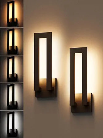 LEONLITE 5CCT 19 Inch LED Modern Outdoor Wall Light, Dimmable Exterior Lighting Fixtures for Porch, Patio, 100-277V, Matte Black Aluminum Anti-Glare Outdoor Wall Sconce, IP65, ETL Listed, Pack of 2