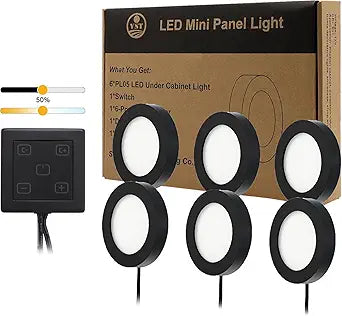 VST Under Cabinet Lights CCT 3000K-6000K, Puck Lights Color Temperature and Brightness Adjustable with Touch Switch and ETL Listed Led Driver, Plug in Led Light for Kitchen Under Cabinet Wardrobe