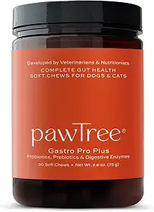 pawTree Gastro Pro Plus for Dogs and Cats - Probiotics, Prebiotics and Digestive Enzymes - for Sensitive Stomach, Digestive Issues, Loose Stool, and Bad Gas (30 ct)