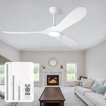 heimo 72 Inch White Ceiling Fan with Light and Remote, Wood Outdoor Ceiling Fans with Lights Dimmable for Bedroom Living Room Patios Proch Office Rustic Extra Large High Cfm Exterior Fan