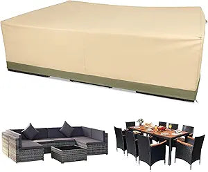 BPS Patio Furniture Cover for Outdoor Table and Chairs, 600D Waterproof and Anti-UV Patio Sectional Set Cover for Outside General Purpose Furniture, 126''L x 88''W x 32''H