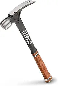 ESTWING Ultra Series Hammer - 19 oz USA Made Rip Claw Framing Hammer with Milled Face & Genuine Leather Grip - E19SM