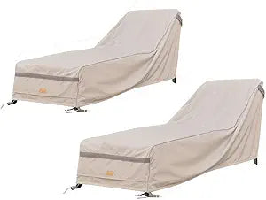Patio Chaise Lounge Cover Waterproof,Heavy Duty Outdoor Lounge Chair Covers,Beige Durable Patio Furniture Covers,2Pack,80L*28W*30Hinch