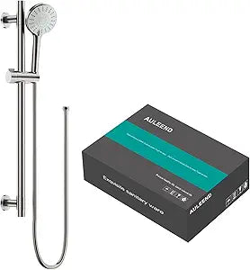 Shower Slide Bar Handheld Shower Head with Hose, 5-Function Hand Shower with Wall Mountshower slide bar,adjustable height shower head (A-round, Brushed Nickel)