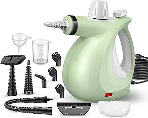 1200W Handheld Steam Cleaner for Home, Powerful Natural MultiSurface Steam Cleaner with 11 Accessories, Pressurized Steamer for Deep Cleaning Tile, Grout, Showers, Bathrooms, Kitchens & Car (Green)