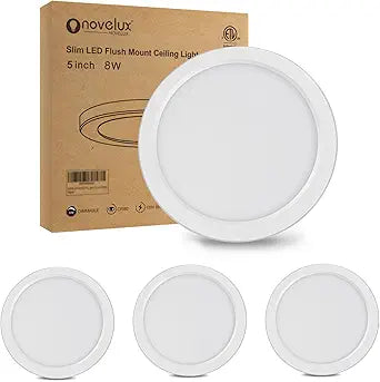 ETL Certified 5 inch Flush Mount Ceiling Light Dimmable, 5000K White LED Ceiling Light Ultra Slim 0.63" Thick Round Ceiling Light Fixture for Bedroom, Bathroom,Kitchen,Hallway,Closet, 3 Pack