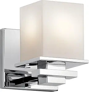 Kichler Tully 6.5" 1 Light Wall Sconce with Satin Etched Cased Opal Glass Chrome