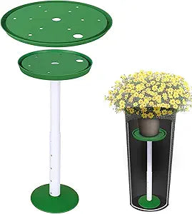 YLSAZL 2 Pack Adjustable Height Plant Risers for Inside Pots,21-33" Rise Plant Risers for, Indoor & Outdoor Insert with, Tall Square Round Taper Planter with 6''8" 10" Base & Top Green - Long