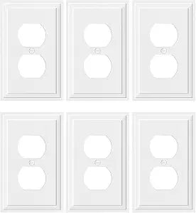 6-Pack Natural Bamboo Fiber Duplex Outlet Cover, Durable Switch Plate
