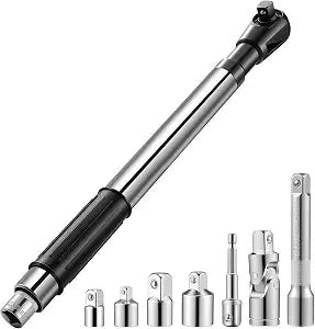 DISEN 1/2" Offset Extension Wrench Impact, Socket Wrench Extender Tool for Electric Drill, Torque Wrench, Ratchet Wrench, Socket Adapter, With 3/8", 1/4" Adapters for Tight Spaces