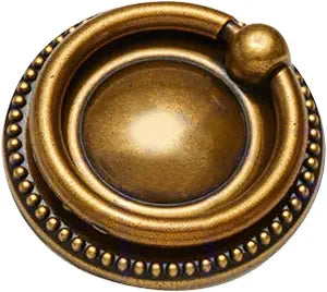8 Pack Ring pulls,2" Antique Ring Drawer pulls,Ring Cabinet Cupboard pulls with Round Plate,Drawer Ring pulls (Antique Brass)
