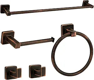 5 Piece Antique Bathroom Hardware Accessories Set Oil Rubbed Bronze,24 Inch Towel Bar Set,Towel Rack Set,Bathroom Towel Holder Set