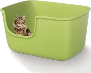 Vealind Large Cat Litter Box for Indoor Cats High Sided and Low Entry Litter Box 22.2"14.9"12" Tall Litter Boxes with High Back Deep Wall XL Cat Litter Boxes (Green)