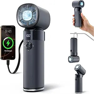 yAyusi Portable Rechargeable Handheld Cooling Fan,10000mAh Multifunctional Powerful Handheld Fan with Ice Cooling Function,Turbo Hand Fan with Type-C Charge,0-100Adjustable Levels for Travel/Office