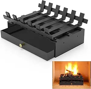 Mxclimate Fireplace Ash Tray Fireplace Log Grate kit,Ember Holder Fireplace Pan for Ash Collection,14'' Firewood Log Burning Rack Fire Grates for Indoor Outdoor Pit Camping Firepit