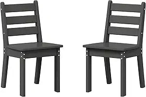 WestinTrends Treehouse Outdoor HDPE Kids Plastic Toddler Dining Chair (Set of Two), Gray