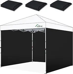 Acepic Canopy Sidewalls for 10x10 Pop Up Canopy Frame, Waterproof UV Protection Material for Outdoor Events, Courtyard, Vendor Booths (Black, 3 PCS Sidewalls Only)