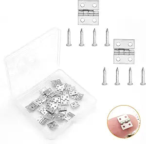 Biaungdo Mini Brass Hinges, 10x8mm, White, 24 Pcs