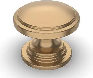 Amerdeco 10 Pack 1-1/4 inch Kitchen Cabinet Knobs Champagne Bronze Cabinet Knobs Bedroom Dresser Gold Round Drawer Knobs Single Hole Cabinet Pulls