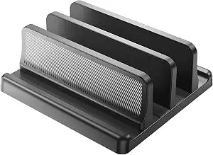 EAXBUX 4 in 1 Vertical Laptop Stand Holder,Adjustable ABS Plastic Desktop Management Notebook Dock,Vertical Laptop Stand Space-Saving for All MacBook/Surface/Samsung/HP/Dell/Chrome Book(Black)