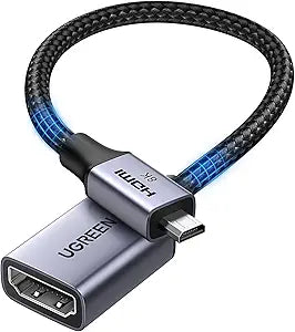 UGREEN 10K 8K@60Hz 4K@240Hz Micro HDMI 2.1 to HDMI Adapter, 0.66FT