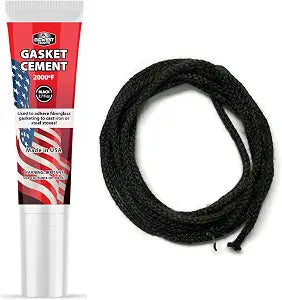 Midwest Hearth Gasket Kit 3427  3/16" Door Glass Gasket for Vermont Castings Wood Stoves  9 Ft Graphite Fiberglass with Cement  Made in USA