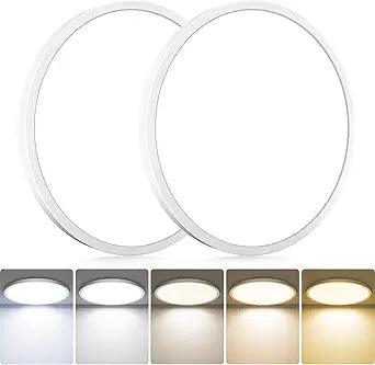 hepside 2Pack LED Flush Mount Ceiling Light Fixture, 13Inch 24W, Dimmable&3000K/3500K/4000K/5000K/6500K Adjustable Low Profile Ceiling Lights, Round Flat Ceiling Light for Kitchen,Hallway-White