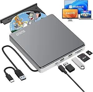 BUNUD External CD/DVD Drive for Laptop, USB Burner SuperDrive for Apple Mac