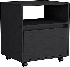 Austin Nightstand Modern Bedroom Side Table with Smooth-Glide Storage Drawer, Open Shelf for Books and Magazines, Easy-Move Caster Base and Spacious Top Surface for Everyday Essentials by Austin