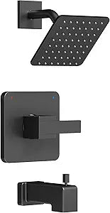 Replacement for Delta Shower Trim Kit 14 Series, All Metal Tub Shower Faucet Set, 6-Inch Matte Black Shower Head and Handle Set(Valve/Cartridge Not Included)