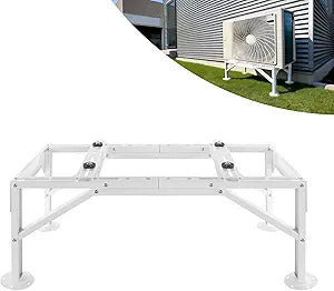 Mini Split Ground Stand for 9000-18000 BTU, Mini Split AC Bracket for Ductless Air Conditioners Heat Pump System,Heavy Duty Condenser Stand Adjustable Length 9.6" to 33.1" Max Load 500Lbs(White)