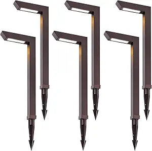 Energetic 3CCT Low Voltage Landscape Lights, 5W 200LM IP65 Waterproof LED Pathway Lights, 50000 Hrs, Outdoor Landscape Lighting, Square Modern Side Lit, Die-cast Aluminum Housing, ETL Listed, 6 Pack
