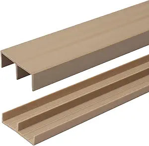 3/4" Panel Sliding Door Track - 48" Beige Plastic Upper & Lower Set, USA Made, Pack of 1 - Outwater