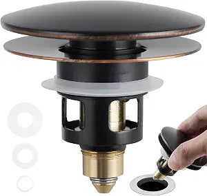 Universal Bathroom Sink Drain Strainer, Big Cover, Oil Rubbed Bronze