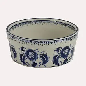 Handpainted Blue & White Porcelaine Large 45OZ Dog Bowls, Non Slip Heavy Ceramic Dog Pets Feeding Wet or Dry Food and Water Bowls Dish -7.5"