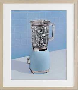 Blue Retro Disco Blender Kitchen, 13 x 16 Inch Framed Print Under Glass