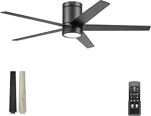 Honeywell Graceshire 52 Inch Ceiling Fan with Color Changing LED Light and Remote Control, 5 Blades, Reversible Airflow, Matte Black