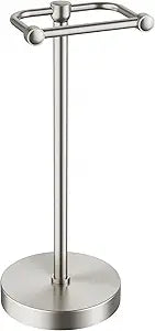 Toilet Paper Holder Stand, Free Standing Toilet Paper Roll Holder, Brushed Nickel 304 Stainless Steel, 4.82 lbs Weighted Base, Bathroom Tissue Holder, 22.8" Height