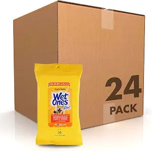 Wet Ones for Pets Paw and Tushie Dog Wipes with Chamomile, Tropical Splash Scent - Cleansing Grooming Wipes for Dog Paws and Butt Between Baths, Wet Lock Seal, 30 Count - 24 Pack