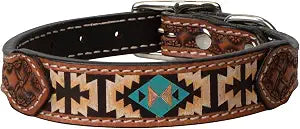 Light Oiled Leather - Painted Aztec Leather Collar