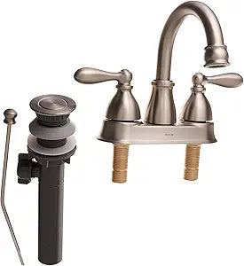 Moen WS84667SRN Caldwell Two-Handle Bathroom Faucet High Arc Lavatory Sink Centerset, Spot Resist Brushed Nickel