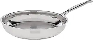 Cuisinart 10-Inch Open Skillet, Stainless Steel Skillet Large Kitchen Pan, Dishwasher Safe, Compatible with Induction, Electric, Gas Cooktops, Oven Safe Saucepan, Cool Grip Handles